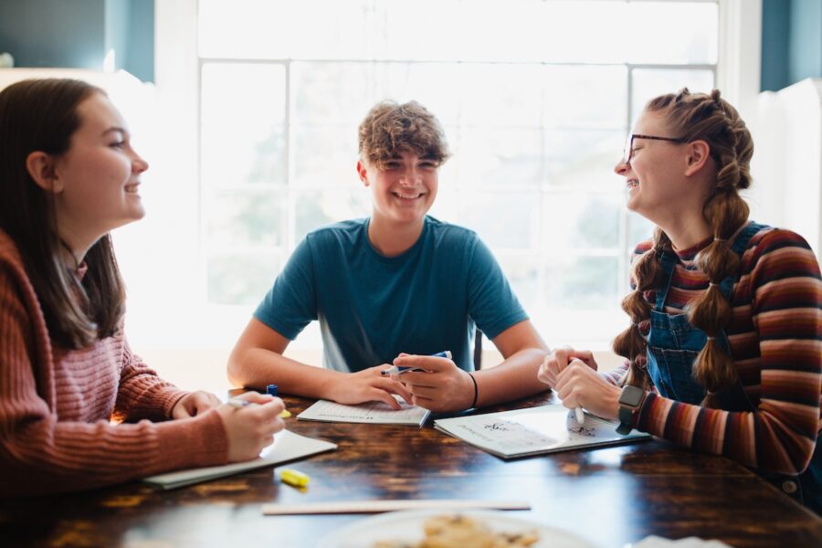 Students laughing at a Classical Conversations community