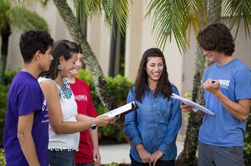 Homeschoolers hold a conversation.