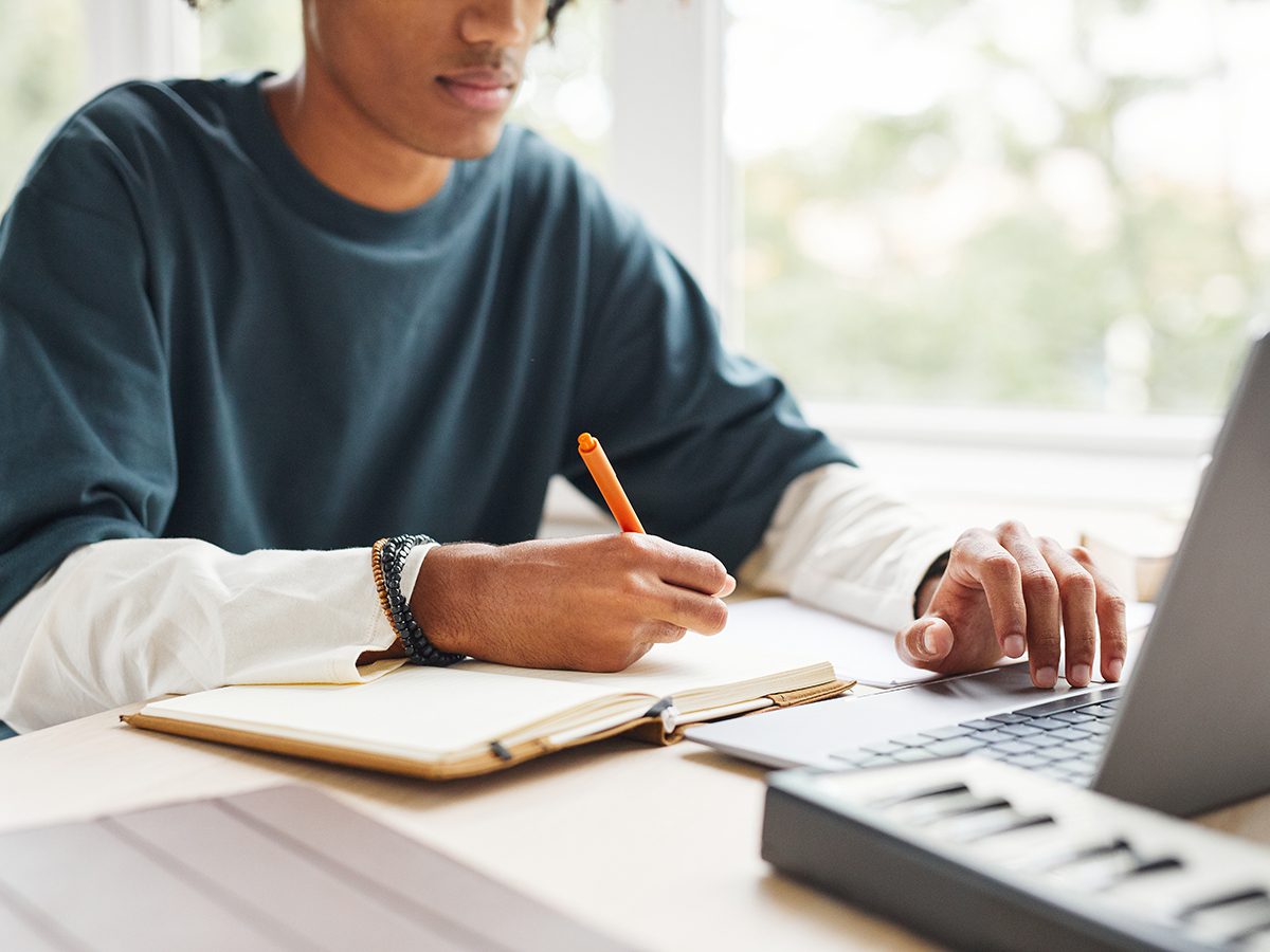 A student studies for the CLEP.