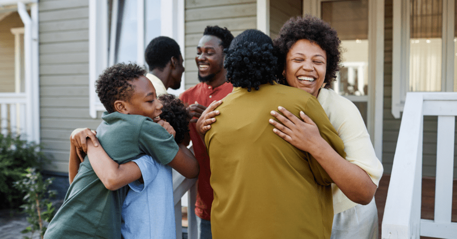 A family celebrates.